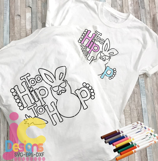 Too hip to hop, Coloring Easter Design SVG EPS DXF PNG