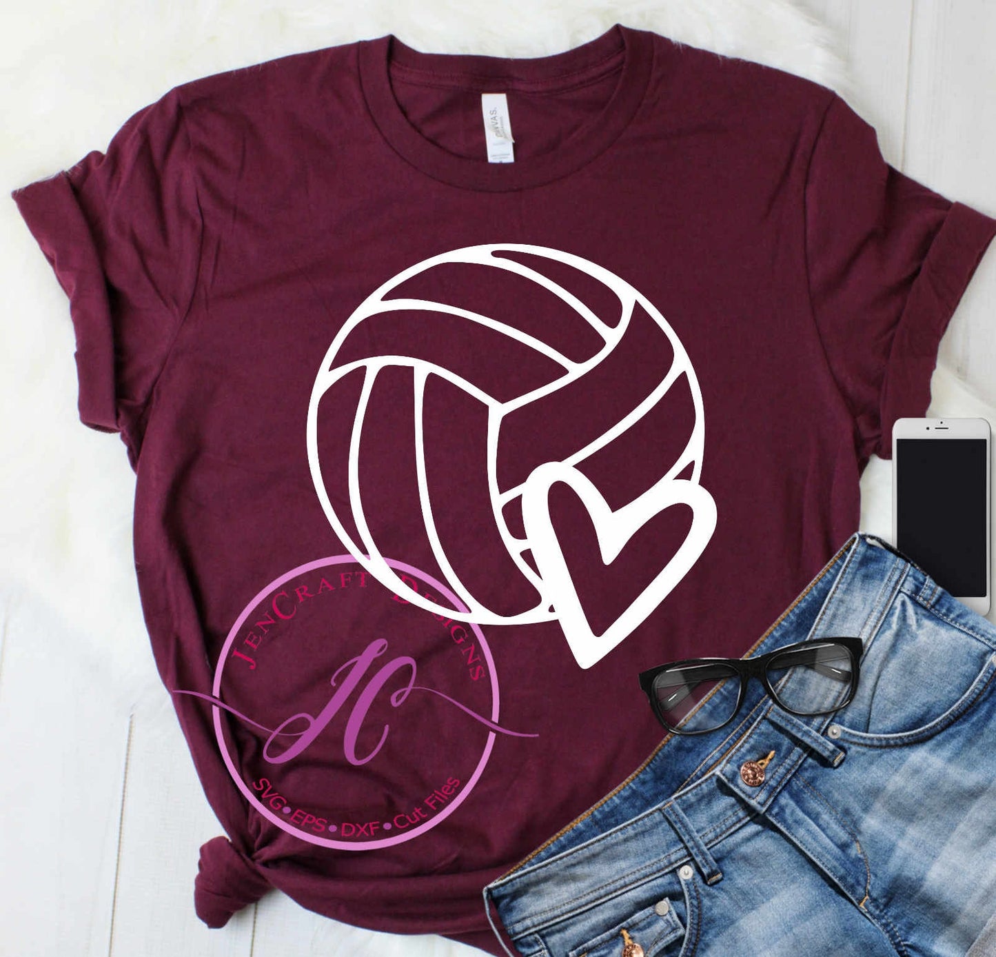 Volleyball Svg, Volleyball Heart SVG - JenCrft Designs