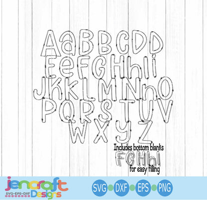 Doodle Letters AlphaBet SVG, EPS, DXF and PNG - JenCraft Designs