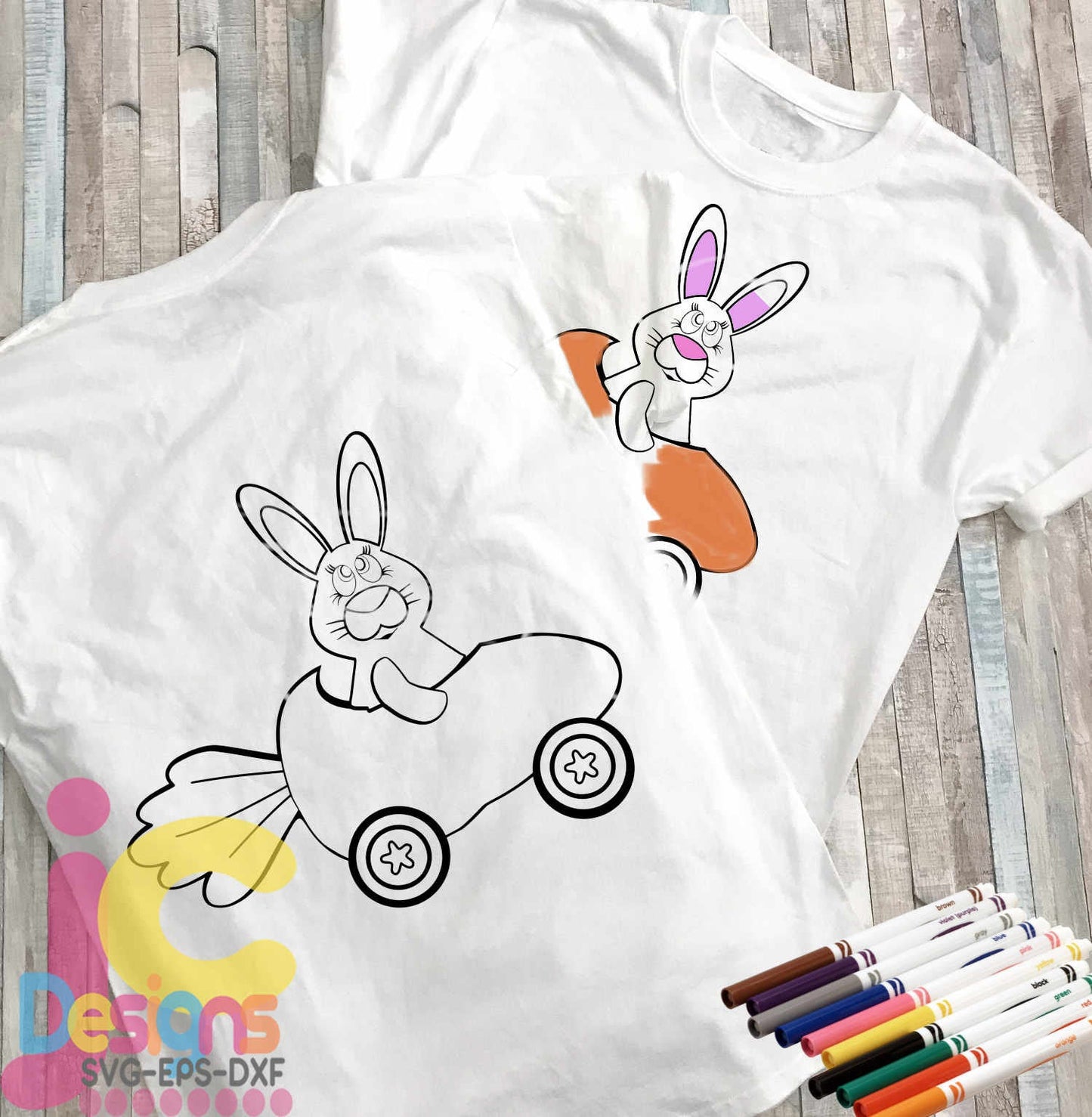 Easter Svg, Bunny Coloring Design SVG EPS DXF PNG Bundle