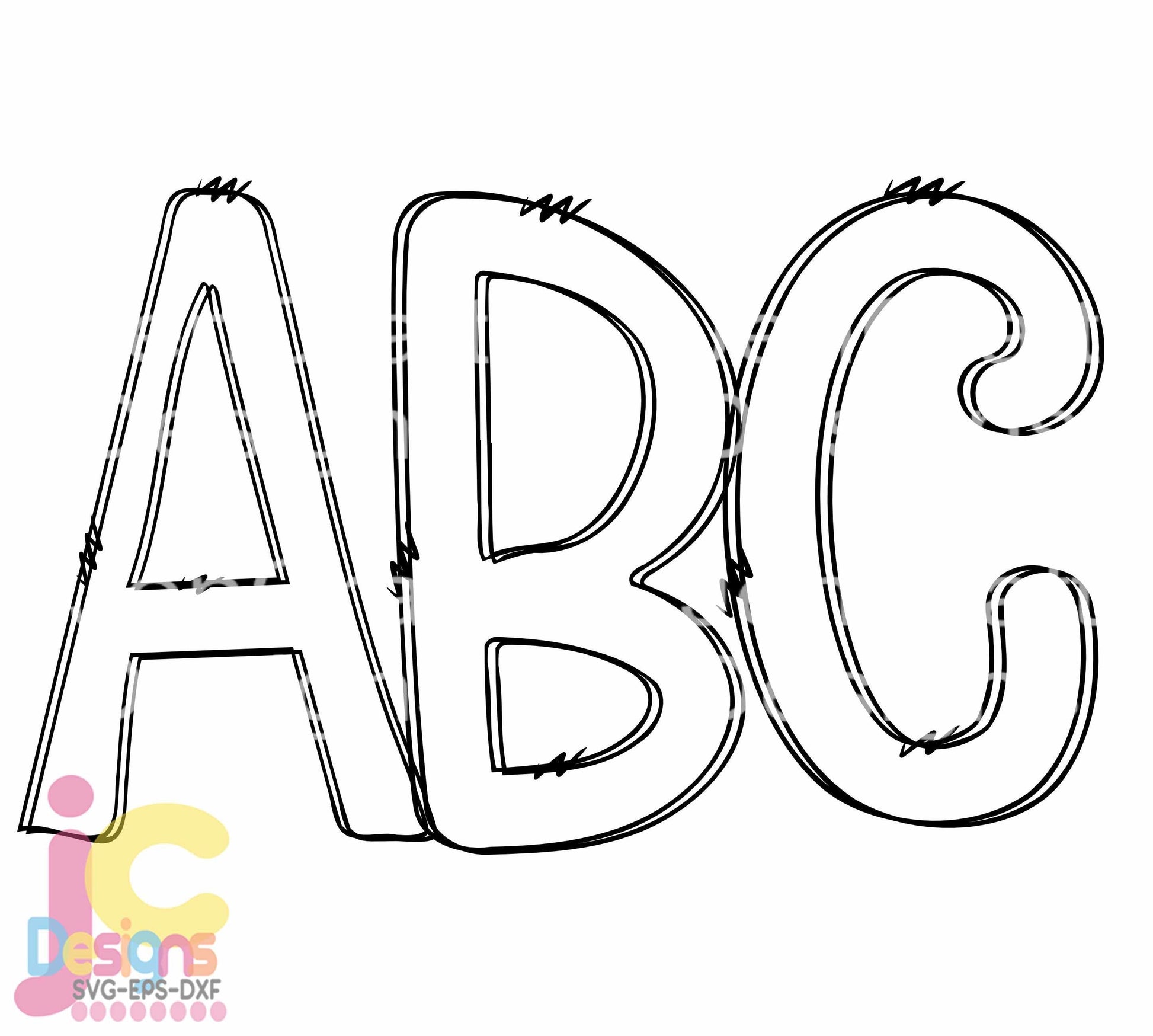 Doodle Letters AlphaBet SVG, EPS, DXF and PNG