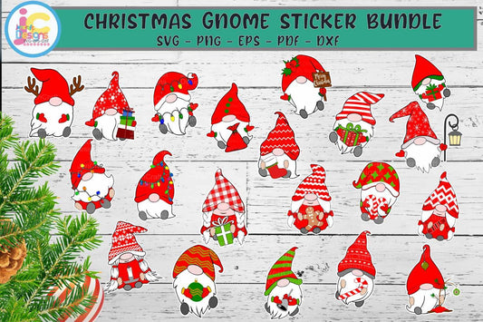 Christmas Gnomes svg Stickers svg Gnome stickers bundle svg Digital cut file Dxf Eps Png Pdf Cut and print files for Circut Silhouette Sub - JenCraft Designs