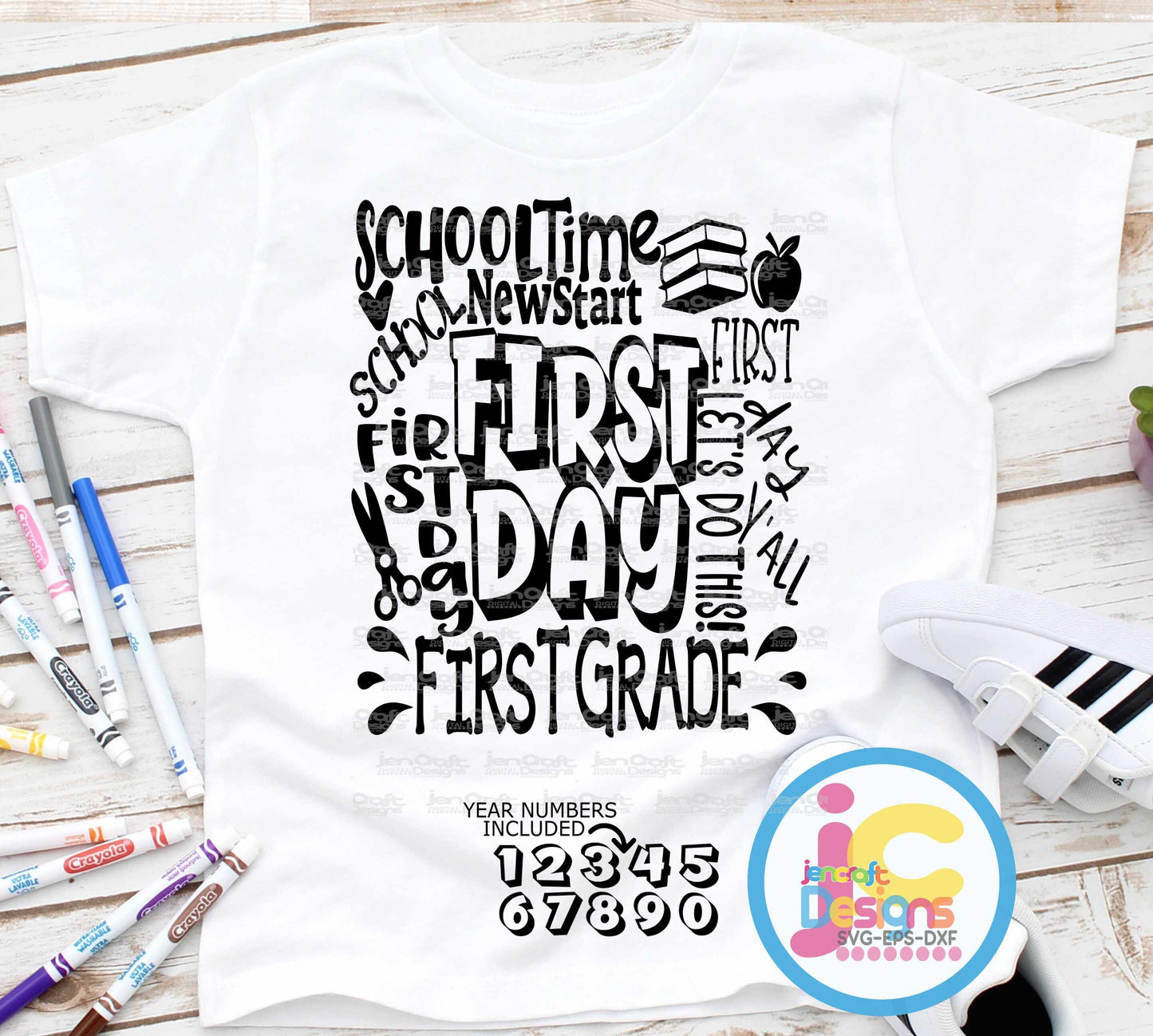 First Day of School svg, 1st Grade Typography SVG EPS DXF PNG