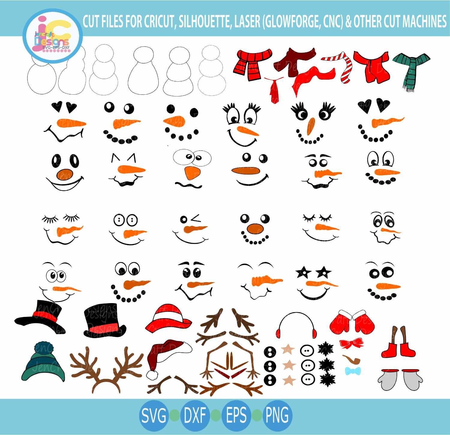 Snowman svg, Cute Build Snowman SVG DXF PNG EPS Bundle 