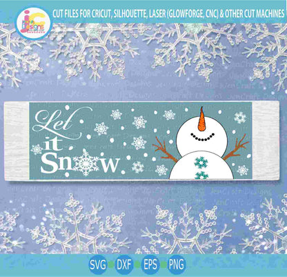 Snowman svg, Let it Snow sign bundle SVG Winter Snowman design looking up, silhouette cut fles, cricut Svg, Eps Dxf Png laser Clipart - JenCraft Designs