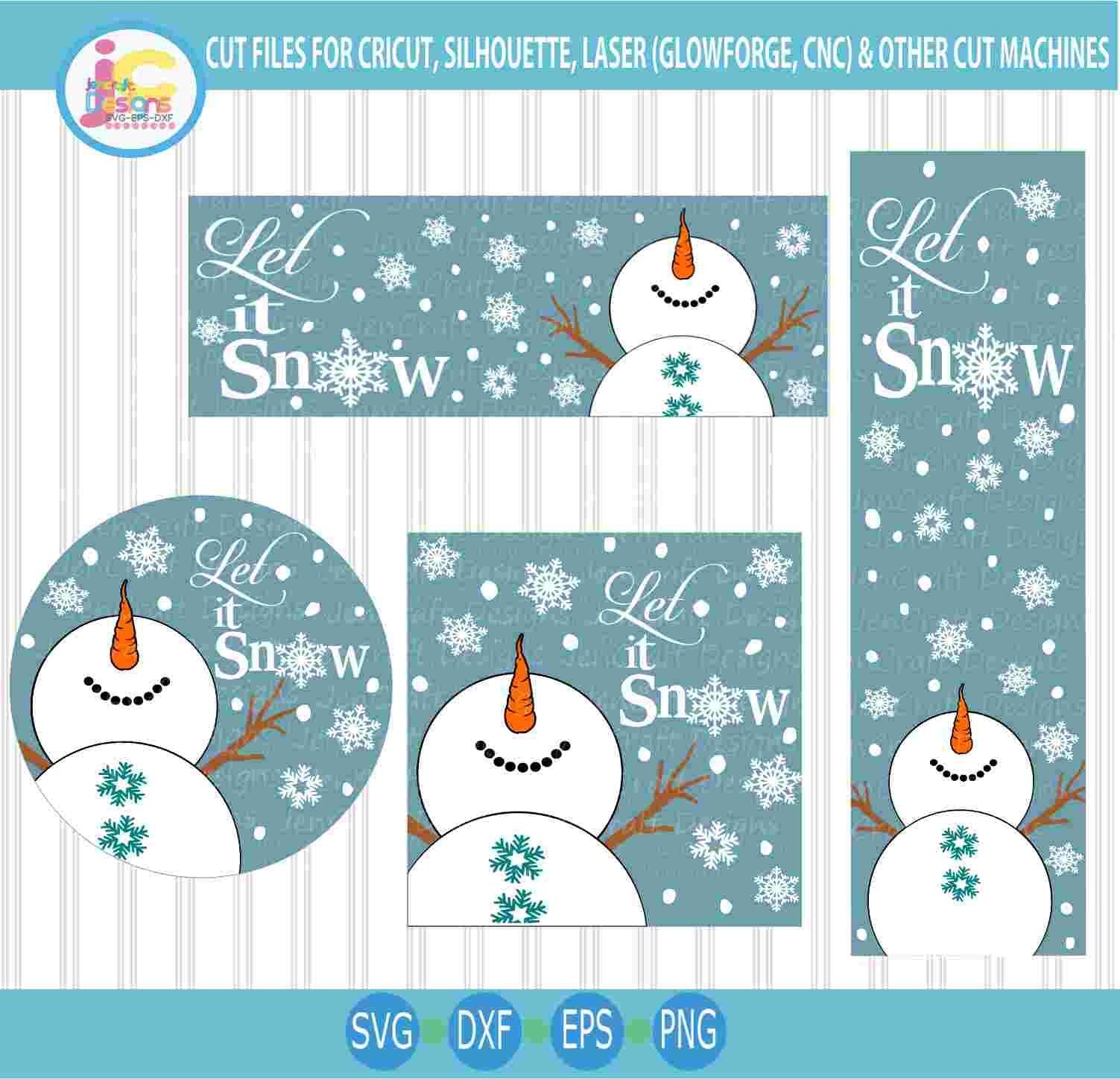 Snowman svg, Let it Snow Sign SVG EPS DXF PNG Bundle