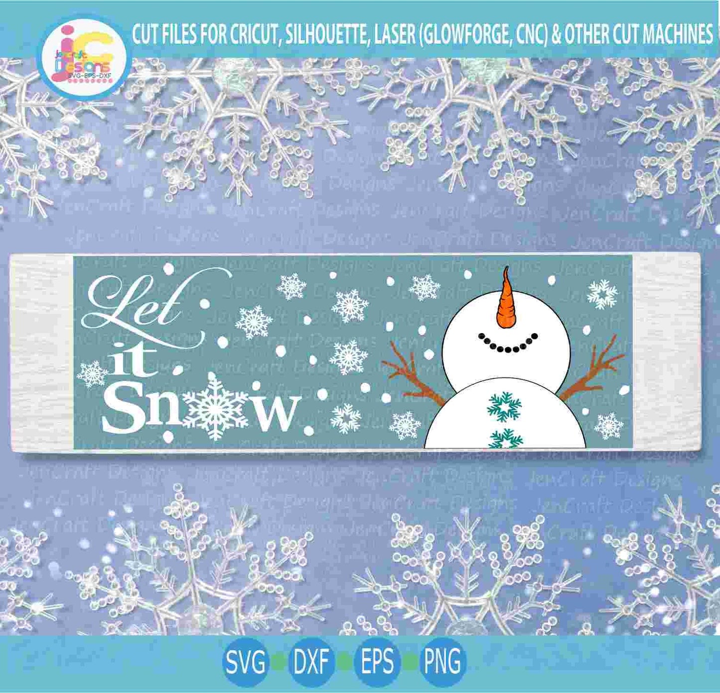 Snowman svg, Let it Snow Long sign SVG Winter Snowman design looking up, silhouette cut fles, cricut Svg, Eps Dxf Png laser Clipart - JenCraft Designs