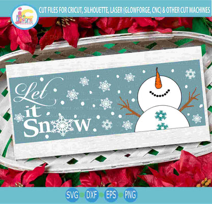 Snowman svg, Let it Snow sign bundle SVG Winter Snowman design looking up, silhouette cut fles, cricut Svg, Eps Dxf Png laser Clipart - JenCraft Designs