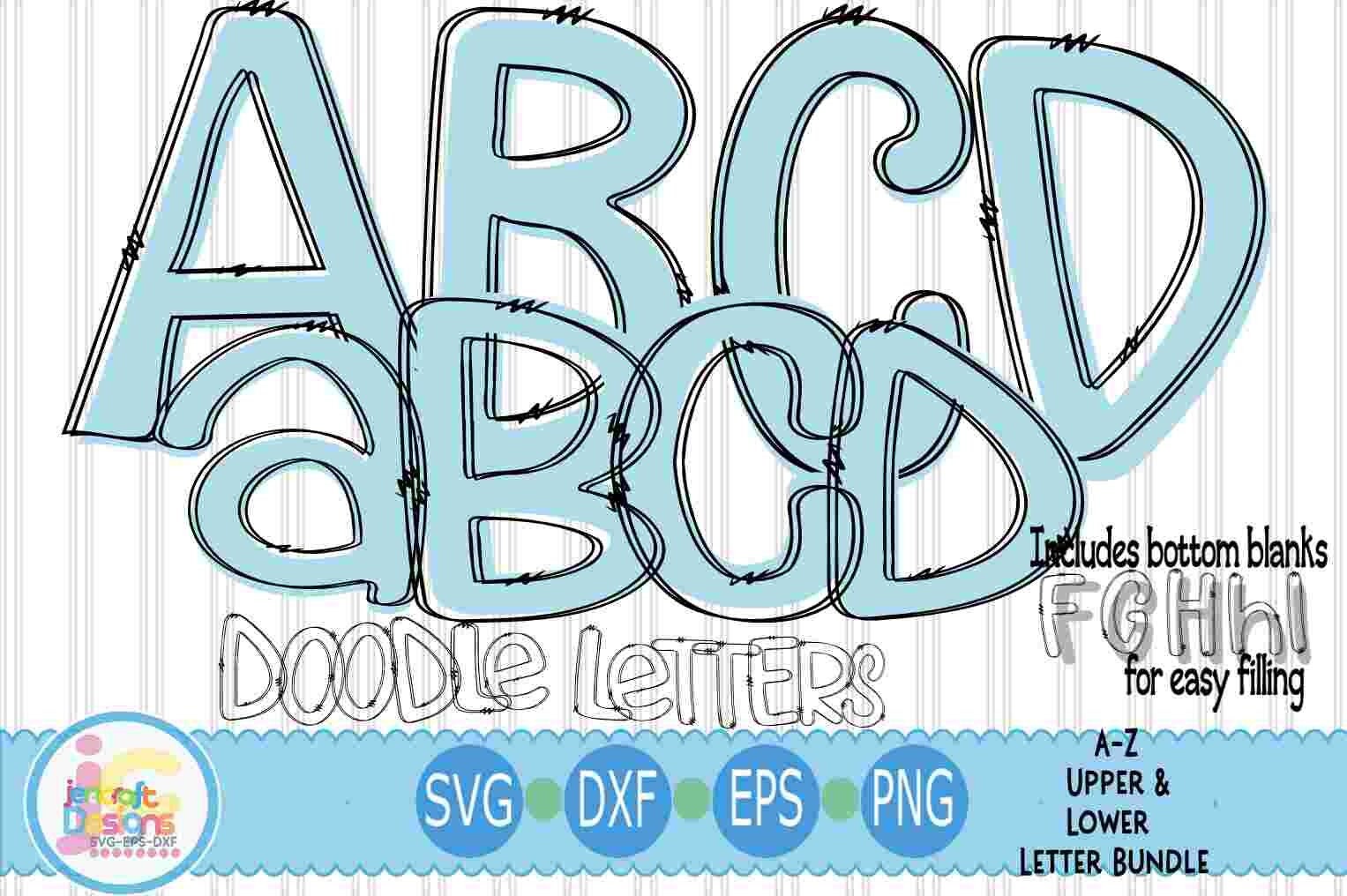 Blank Doodle Letters, Upper and Lower Alphabet SVG EPS DXF PNG