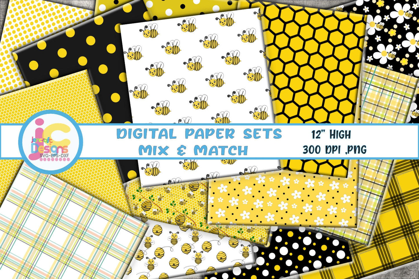 Honey Bee Digital Scrapbook Mega Bundle Png Print File for Sublimation or Printing - JenCraft Designs