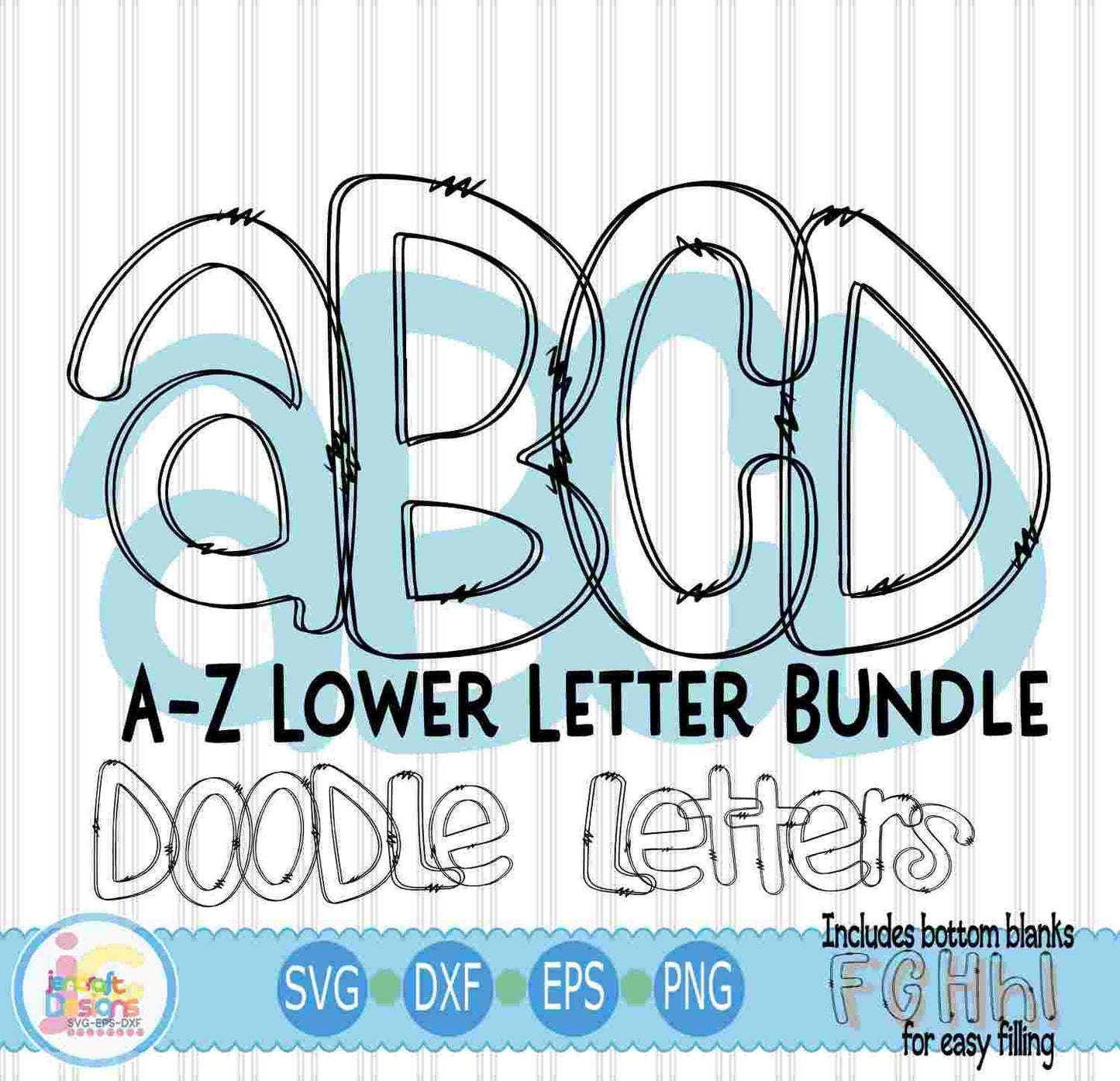Blank Doodle Letters, Lower Alphabet SVG EPS DXF PNG