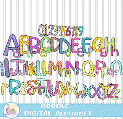 Retro Groovy Doodle Letters Alphabet Png Print File for Sublimation or Printing - JenCraft Designs