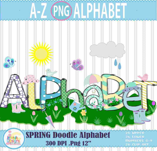 Spring Alphabet Png, Spring Doodle Letters Png - JenCraft Designs