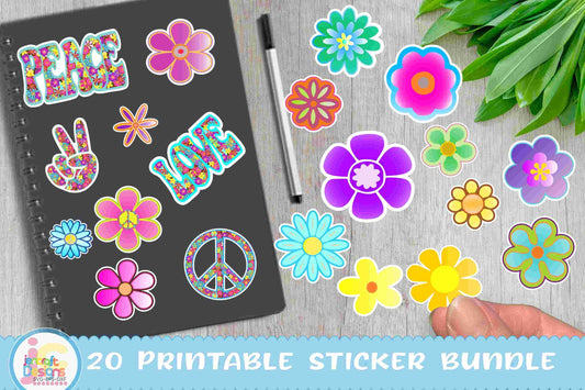 Retro Groovy svg, Flower Stickers SVG DXF PNG EPS