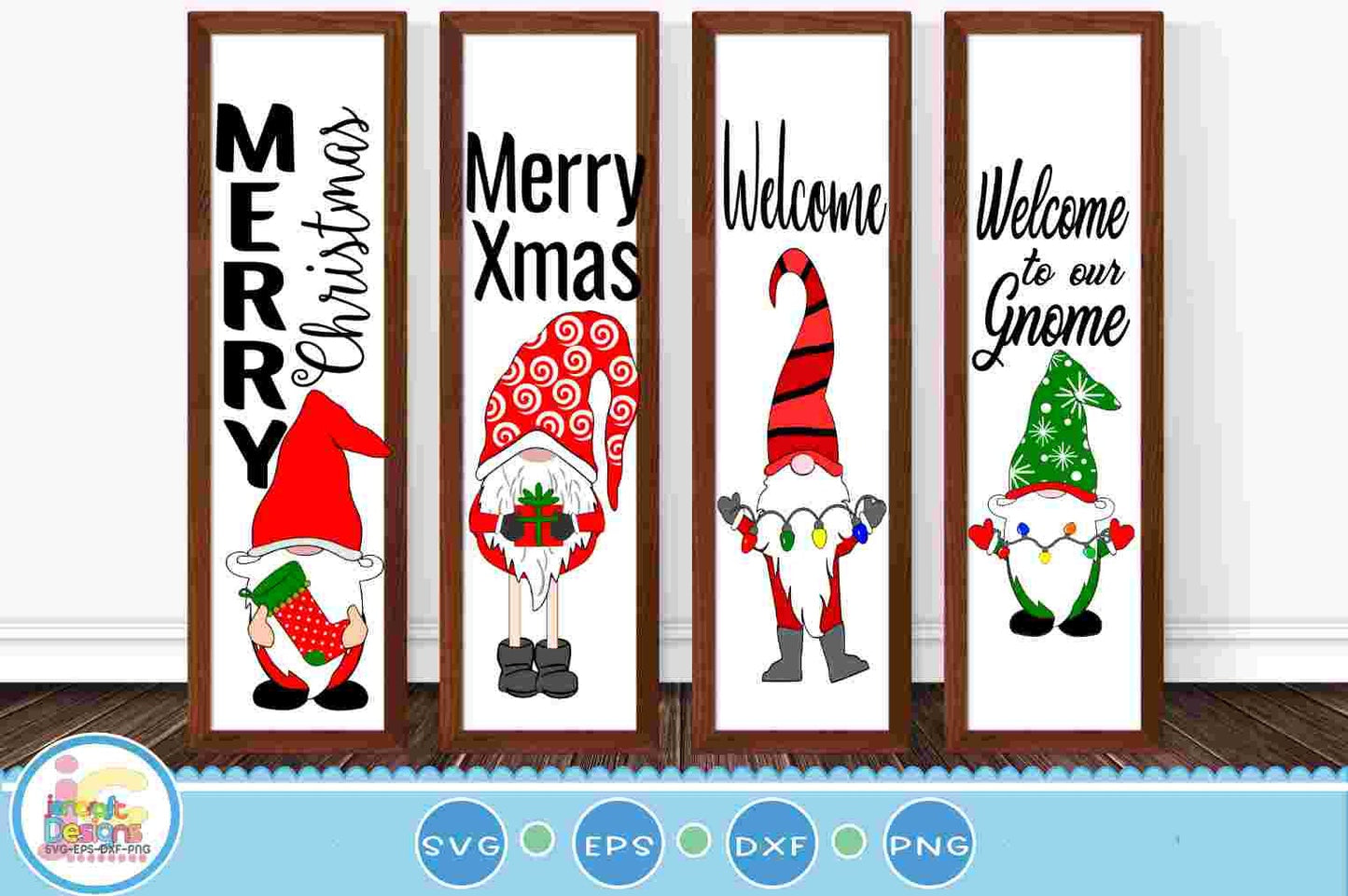 Christmas Porch Leaner Sign SVG Bundle Gnome xmas SVG Vertical Sign Gnome quote Cut File svg, eps, dxf, Png quotes cricut silhouette - JenCraft Designs