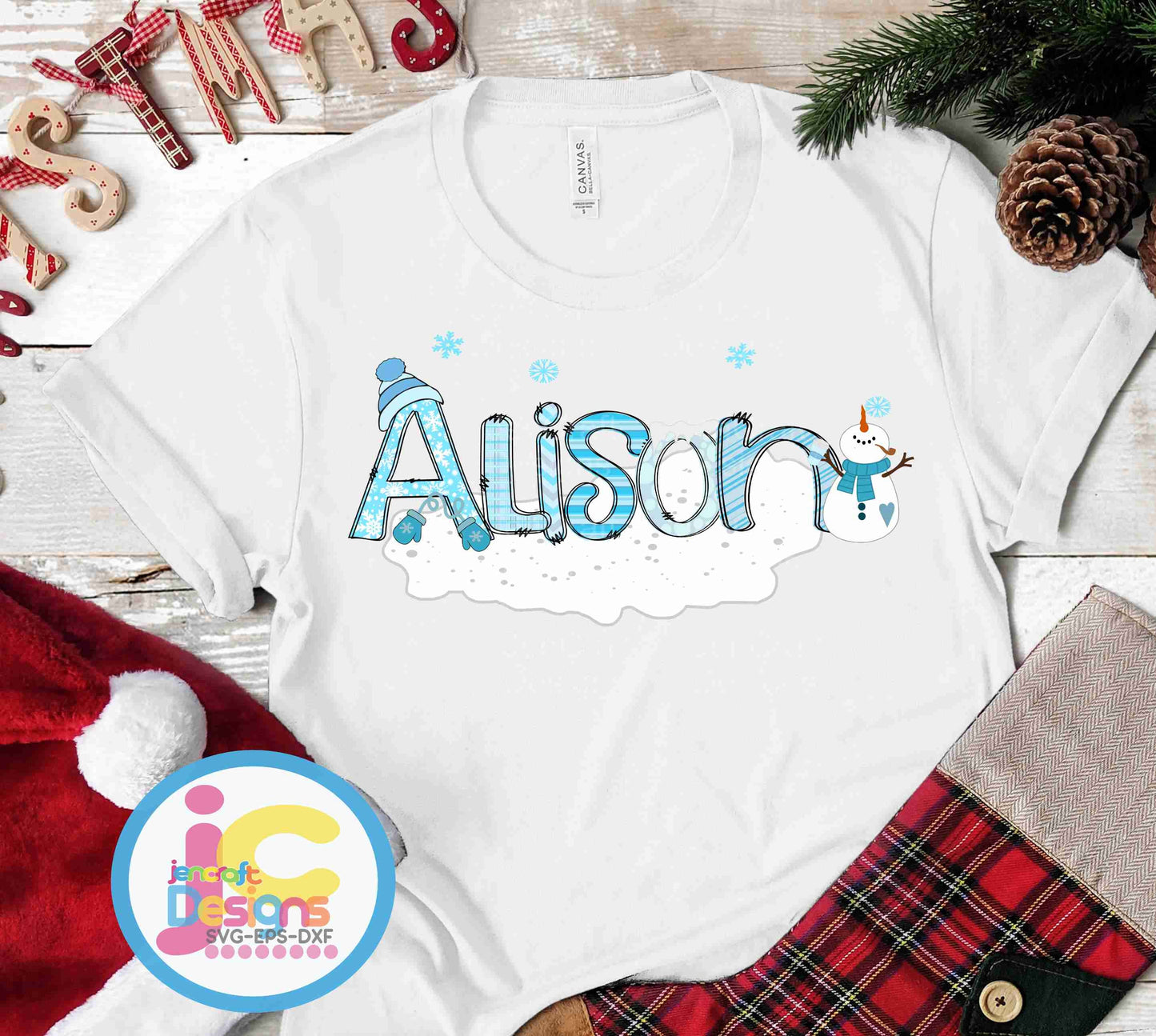 Snowman Christmas Doodle Letters Alphabet Png Print File for Sublimation or Printing - JenCraft Designs