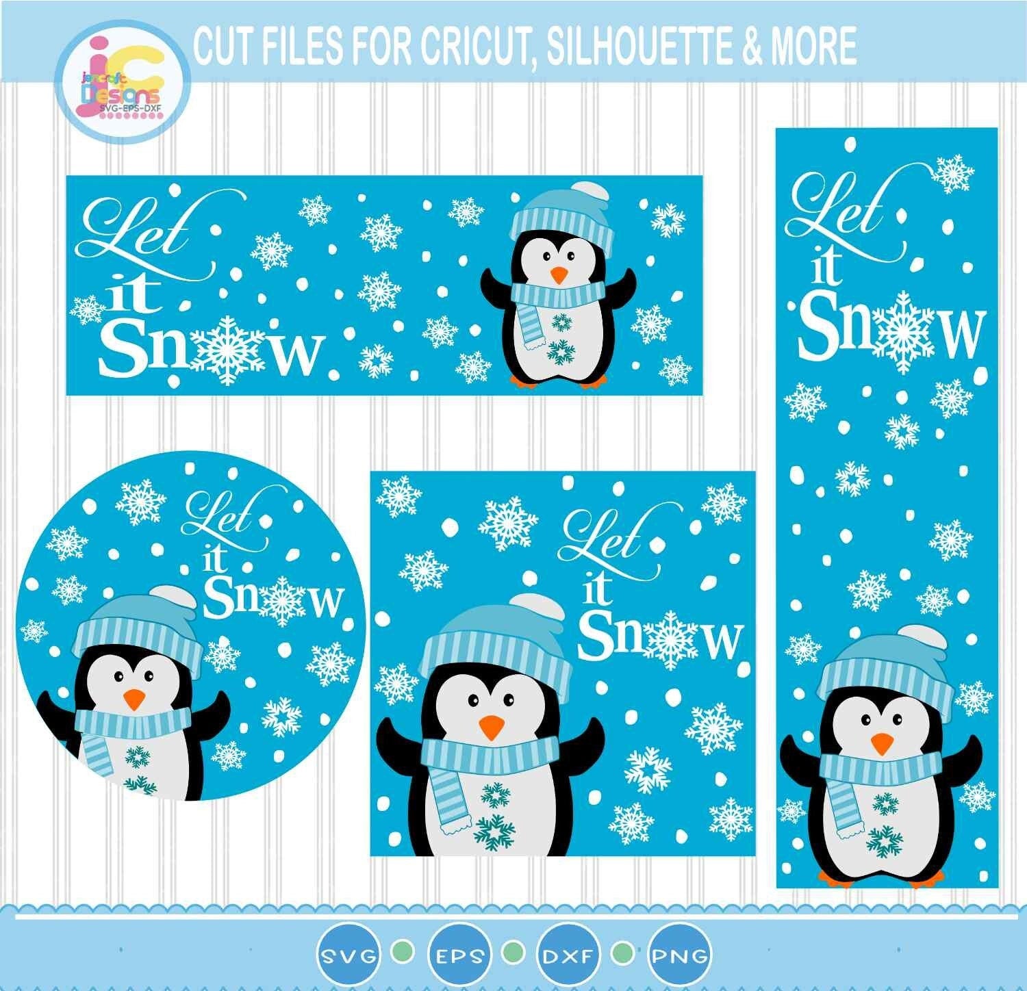 Winter Porch Sign SVG Penquin, Let it Snow Sign SVG - JenCraft Designs