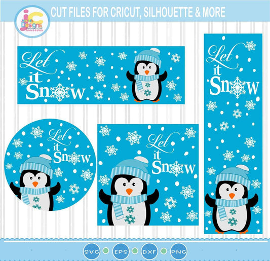 Penguin svg, Let it Snow Sign SVG DXF PNG EPS Bundle