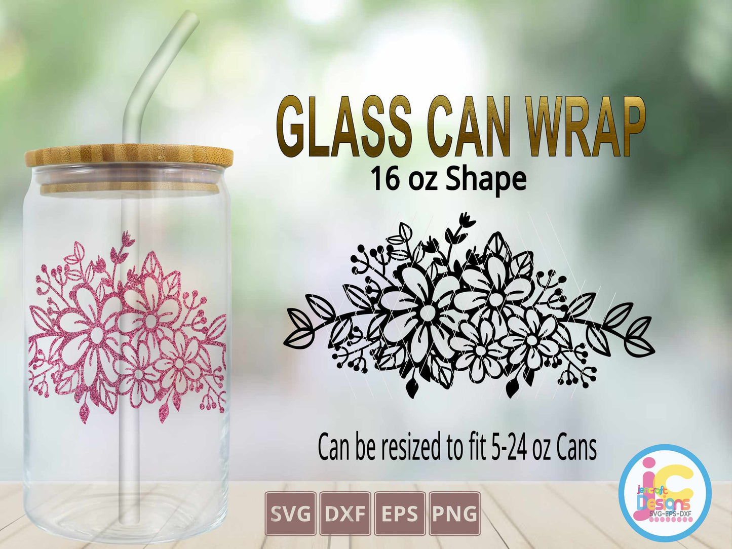 Daisy tumbler Wrap svg, Wildflower SVG DXF PNG EPS