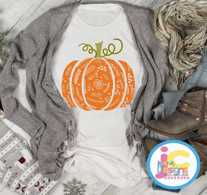 Fall Pumpkin, Thanksgiving Swirly Pattern Pumpkin SVG DXF PNG EPS